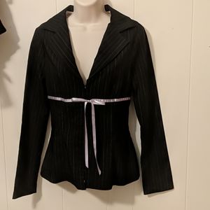 Trixxi empire waist long line pinstripe suit s/7
